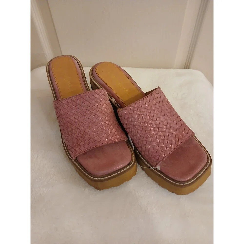 Diba True Stare Down Pink Suede Platform Wedge Sandal 9.5 Boho Beach Coastal